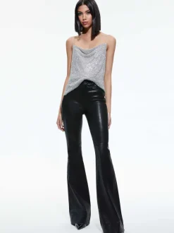 Alice and Olivia Harmon Crystal Chainmail Slip Tank-Women Tops