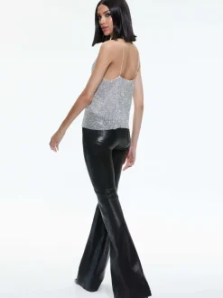 Alice and Olivia Harmon Crystal Chainmail Slip Tank-Women Tops