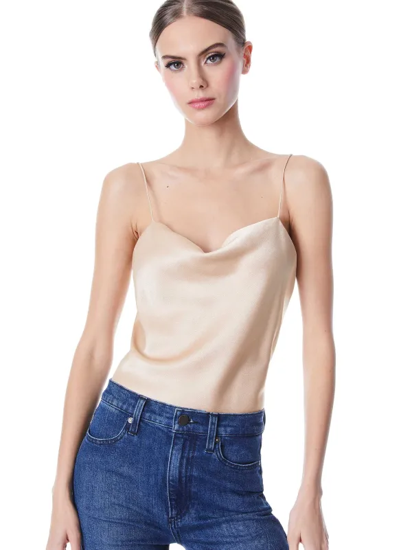 Alice and Olivia Harmon Drapey Slip Tank-Women Tops