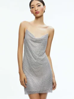 Alice and Olivia Harmony Crystal Mini Dress-Women Dresses