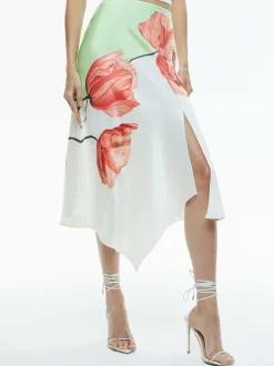 Alice and Olivia Harmony Drapey Slit Asymmetric Skirt-Women Skirts