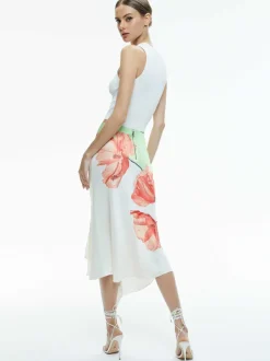 Alice and Olivia Harmony Drapey Slit Asymmetric Skirt-Women Skirts