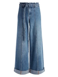 Alice and Olivia Harriet Wide Leg High Rise Paperbag Jean-Women Pants