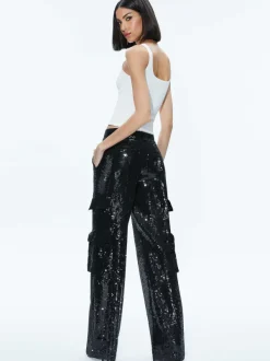 Alice and Olivia Hayes Sequin Cargo Pant-Women Pants