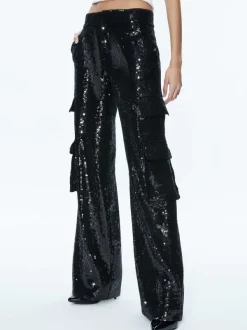 Alice and Olivia Hayes Sequin Cargo Pant-Women Pants
