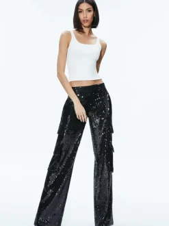 Alice and Olivia Hayes Sequin Cargo Pant-Women Pants