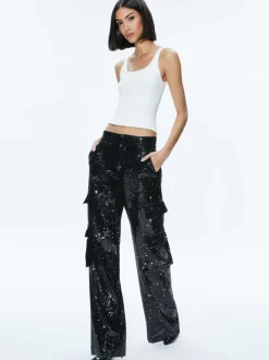 Alice and Olivia Hayes Sequin Cargo Pant-Women Pants