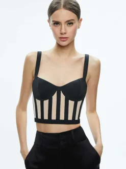 Alice and Olivia Helene Striped Bustier Top-Women Tops