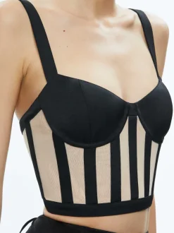 Alice and Olivia Helene Striped Bustier Top-Women Tops