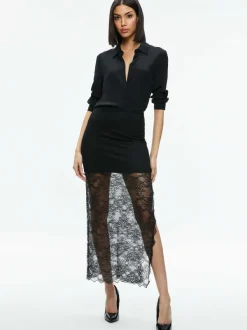 Alice and Olivia Iyanna Lace Maxi Skirt-Women Skirts