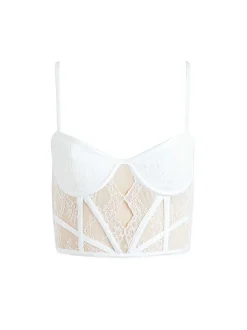 Alice and Olivia Izzy Lace Bustier Top-Women Tops