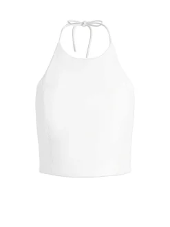 Alice and Olivia Jaymee Vegan Leather Cropped Halter Top-Women Tops