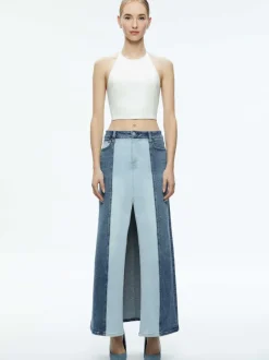 Alice and Olivia Jaymee Vegan Leather Cropped Halter Top-Women Tops