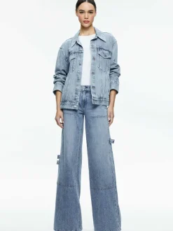 Alice and Olivia Jeff Oversized Denim Jacket-Women Jackets + Coats