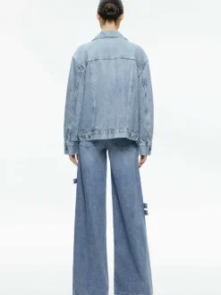 Alice and Olivia Jeff Oversized Denim Jacket-Women Jackets + Coats