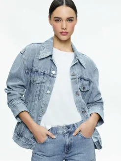 Alice and Olivia Jeff Oversized Denim Jacket-Women Jackets + Coats