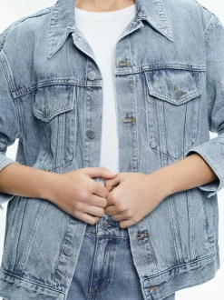 Alice and Olivia Jeff Oversized Denim Jacket-Women Jackets + Coats