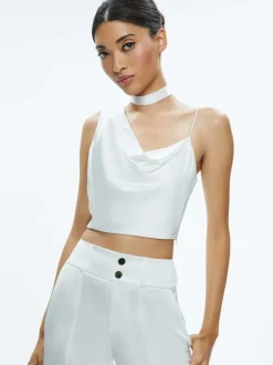 Alice and Olivia Jena Asymmetric Draped Scarf Top-Women Tops