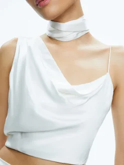 Alice and Olivia Jena Asymmetric Draped Scarf Top-Women Tops