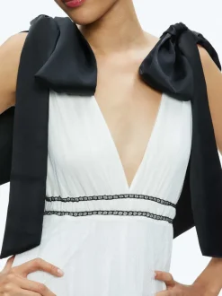 Alice and Olivia Jessalyn Bow Strap Tiered Maxi Gown-Women Dresses