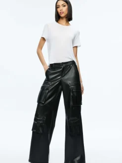 Alice and Olivia Joette Vegan Leather Cargo Pant-Women Pants