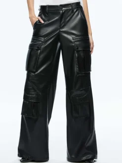 Alice and Olivia Joette Vegan Leather Cargo Pant-Women Pants