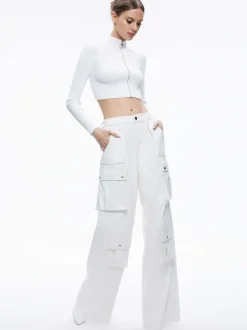 Alice and Olivia Joette Vegan Leather Cargo Pant-Women Pants