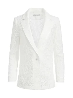 Alice and Olivia Judith Sheer Lace Shawl Collar Blazer-Women Jackets + Coats