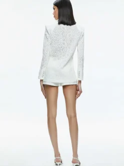 Alice and Olivia Judith Sheer Lace Shawl Collar Blazer-Women Jackets + Coats