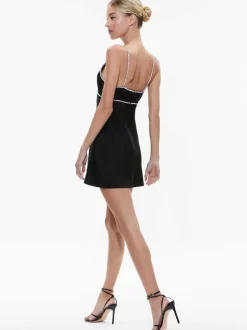 Alice and Olivia Julienne Embellished V-Neck Mini Dress-Women Dresses