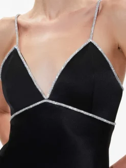 Alice and Olivia Julienne Embellished V-Neck Mini Dress-Women Dresses