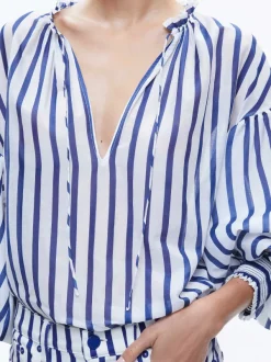 Alice and Olivia Julius Voluminous Blouson Sleeve Blouse-Women Tops