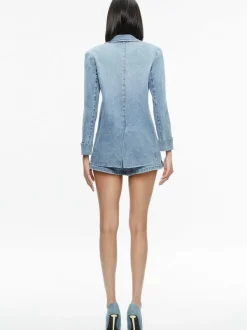 Alice and Olivia Justine Rolled Cuff Blazer + Noah Denim Pleated Skort-Women Matching Sets