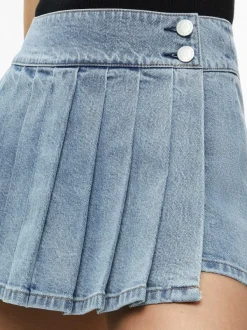 Alice and Olivia Justine Rolled Cuff Blazer + Noah Denim Pleated Skort-Women Matching Sets