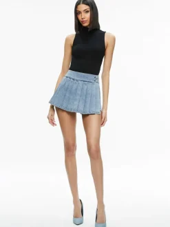 Alice and Olivia Justine Rolled Cuff Blazer + Noah Denim Pleated Skort-Women Matching Sets