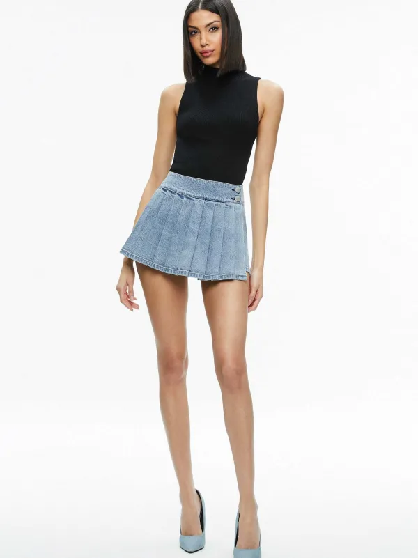 Alice and Olivia Justine Rolled Cuff Blazer + Noah Denim Pleated Skort-Women Matching Sets