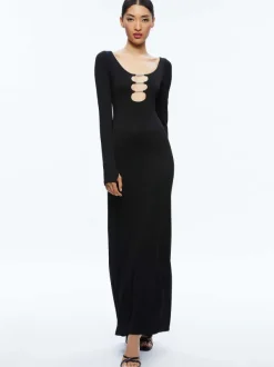 Alice and Olivia Kalena Scoop Neck Cutout Maxi Dress-Women Dresses