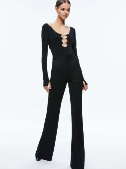Alice and Olivia Kalena Scoop Neck Cutout Bodysuit-Women Tops