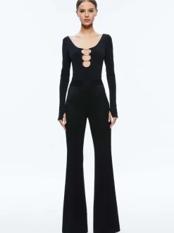 Alice and Olivia Kalena Scoop Neck Cutout Bodysuit-Women Tops