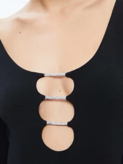 Alice and Olivia Kalena Scoop Neck Cutout Bodysuit-Women Tops