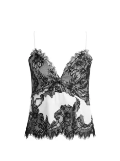 Alice and Olivia Katja Cutaway Lace Slip Top-Women Tops