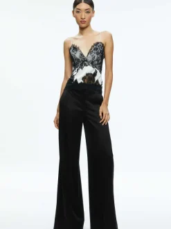 Alice and Olivia Katja Cutaway Lace Slip Top-Women Tops