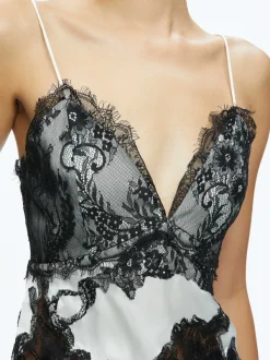 Alice and Olivia Katja Cutaway Lace Slip Top-Women Tops