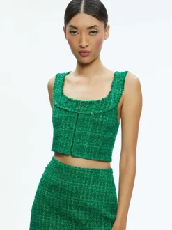 Alice and Olivia Kensie Scoop Neck Cropped Bustier-Women Tops