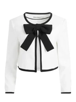 Alice and Olivia Kidman Bow Front Cropped Jacket-Women Jackets + Coats