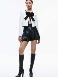 Alice and Olivia Kidman Bow Front Cropped Jacket-Women Jackets + Coats