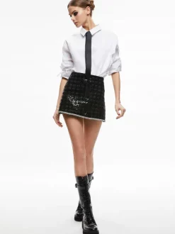 Alice and Olivia Kidman Sequin Tweed Jacket + Rubi Sequin Tweed Mini Skirt-Women Matching Sets
