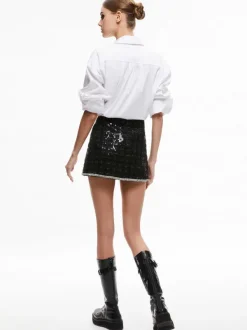 Alice and Olivia Kidman Sequin Tweed Jacket + Rubi Sequin Tweed Mini Skirt-Women Matching Sets