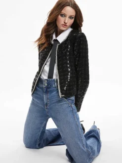 Alice and Olivia Kidman Sequin Tweed Jacket + Rubi Sequin Tweed Mini Skirt-Women Matching Sets