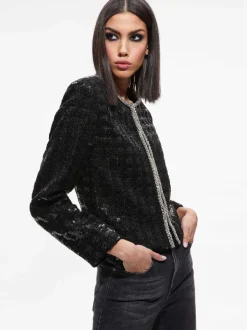 Alice and Olivia Kidman Sequin Tweed Jacket + Rubi Sequin Tweed Mini Skirt-Women Matching Sets